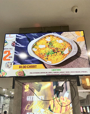 Queue management digital display in veg restaurant
